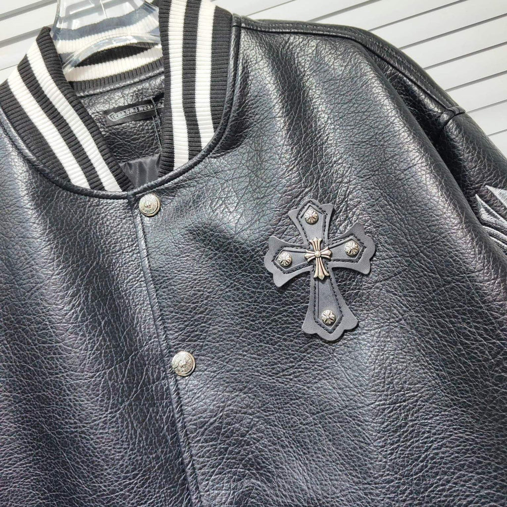 Chrome Hearts patchwork leather jacket, baseball jacket