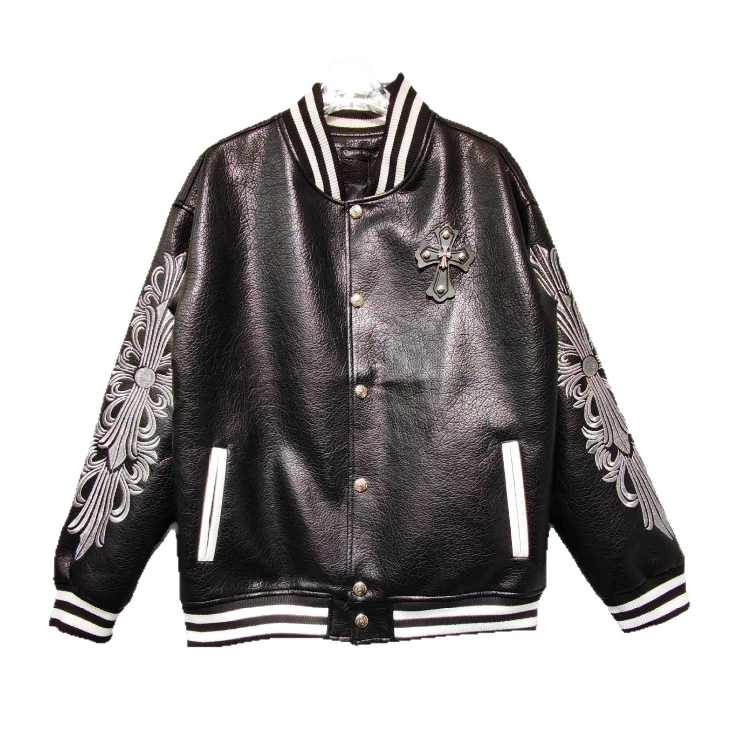 Chrome Hearts patchwork leather jacket, baseball jacket