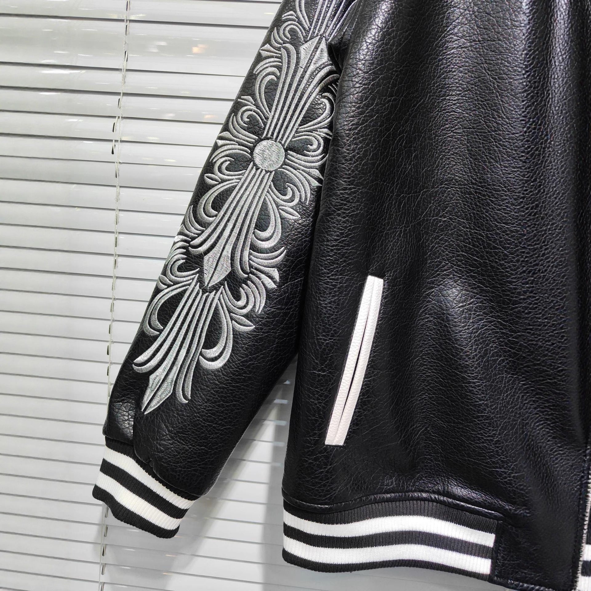 Chrome Hearts patchwork leather jacket, baseball jacket