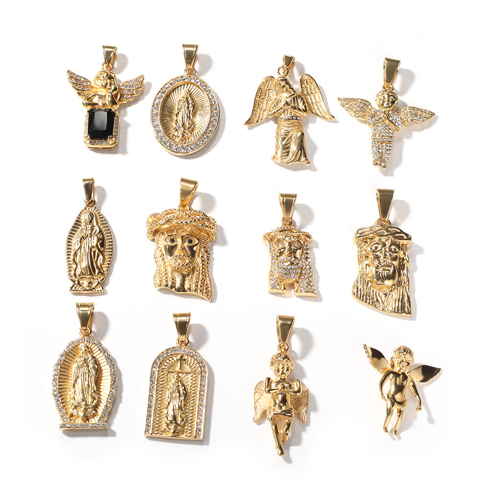 Hip Hop Winged Angel Pendant Necklace