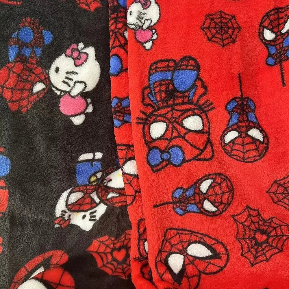 2025 New Y2K Hello Kitty SpiderMan Sleeping Pants Anime Pajama Pants Flannel Soft Casual Pants Cartoon Home Trousers Couple Gift