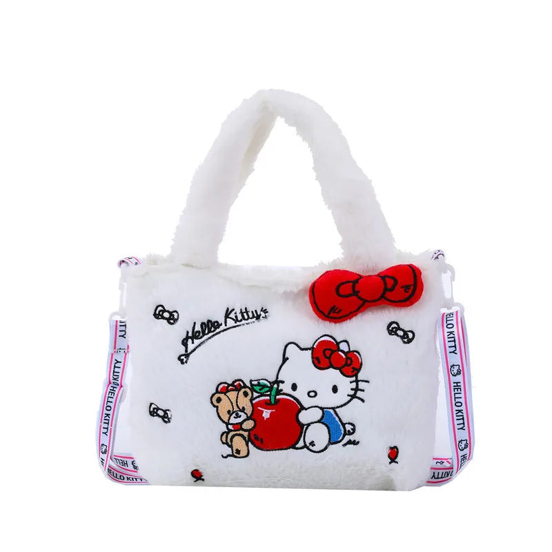 1pc Sanrio Hello Kitty Plush Bag Kawaii Kuromi My Melody Cute Cartoon Anime Handbag Cinnamoroll Storage Tote Bags Women Gifts