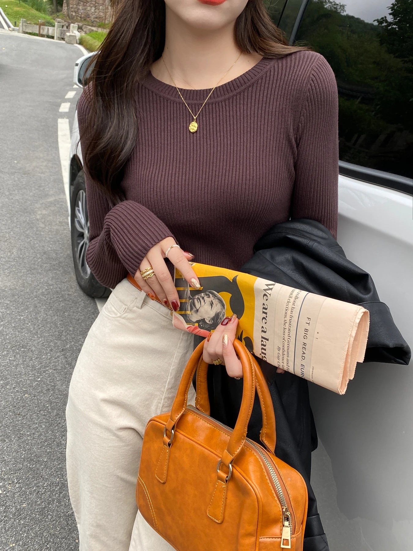 Fashion O-neck Slim Jumper 2025 Autumn Winter Women Sweater Solid Long Sleeve Basic Pullovers Elastic Knitted Base Layer Top