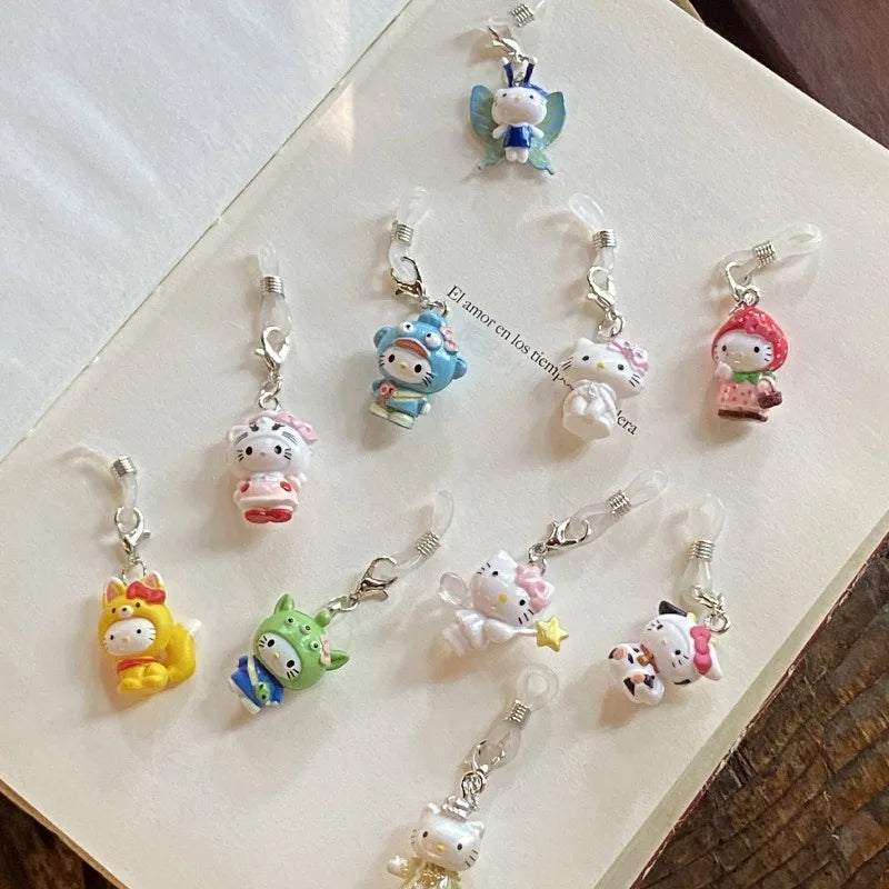 Hello Kitty Umbrella Pendant Sanrio KT Cat New Cute Cartoon Creative Key Chain Resin Versatile Pendant Girl Gifts