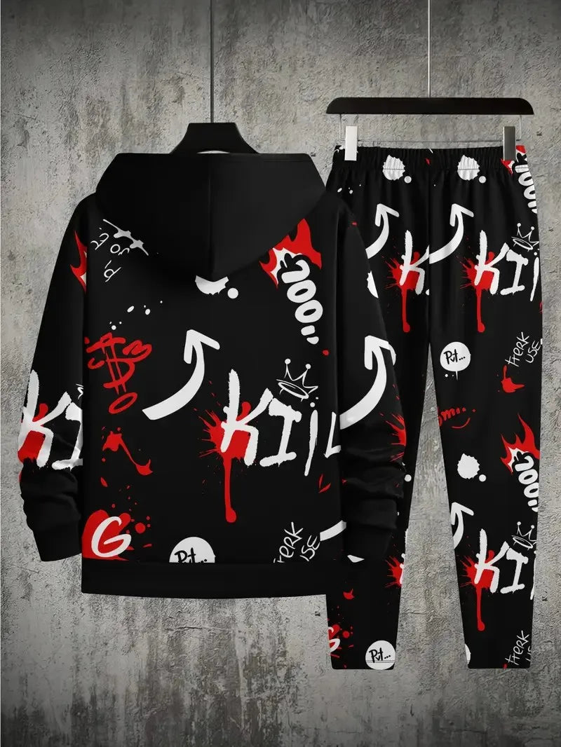 The 2025 Spring and Autumn Bestseller men's hoodie set is skin-friendly soft casual and fashionable with bear prints