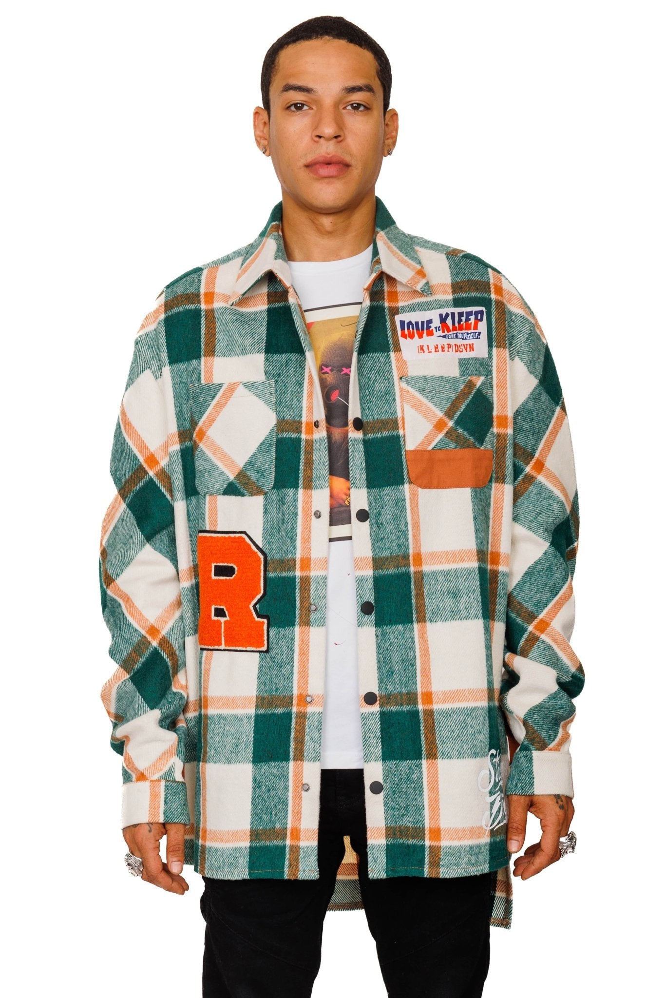 ZAFFRE Men's premium heavy flannel elongated oversize shirt